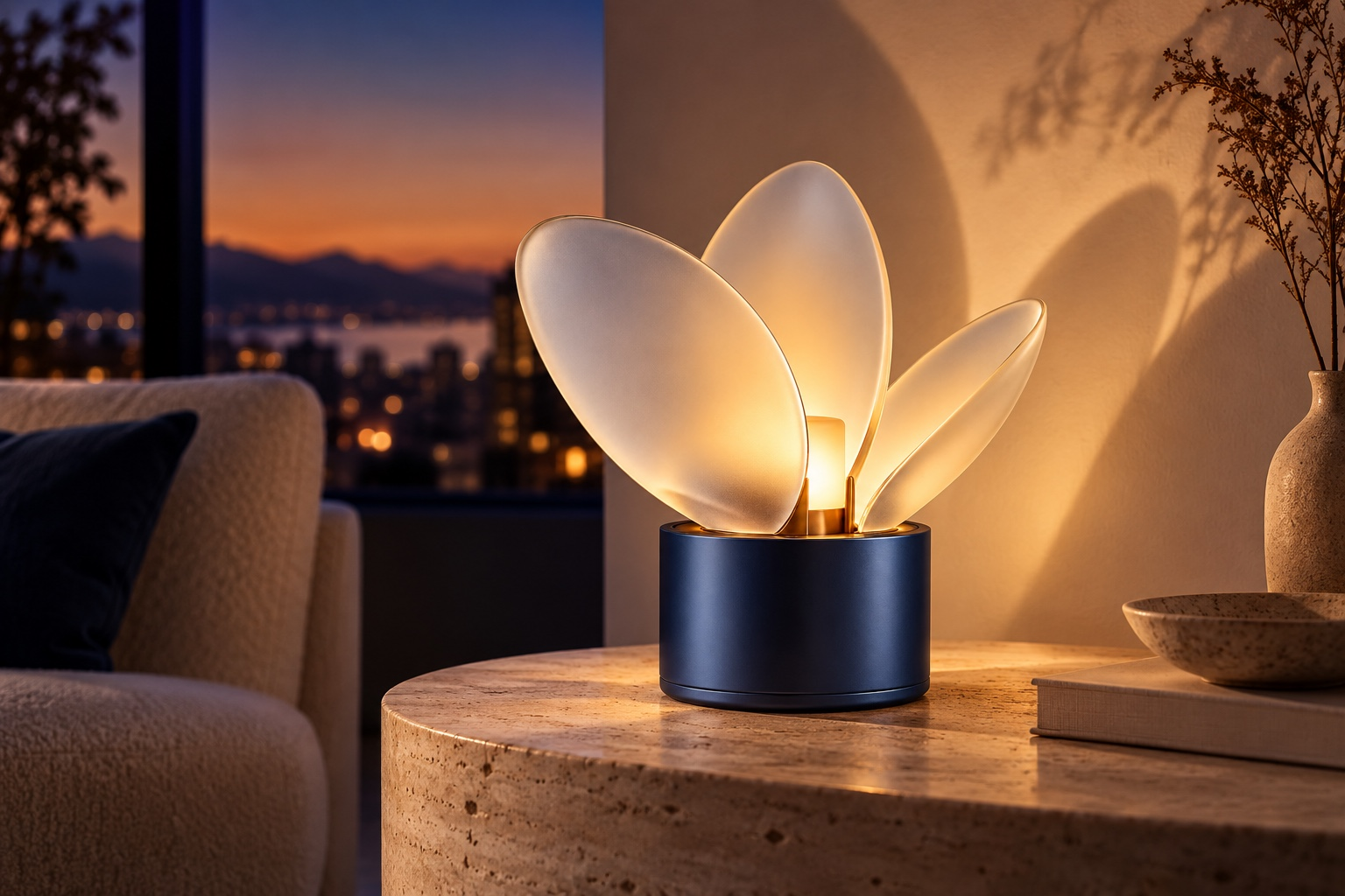 Gegenereerd interieurbeeld van Livoro Lamp No. 01 in een warme woonomgeving